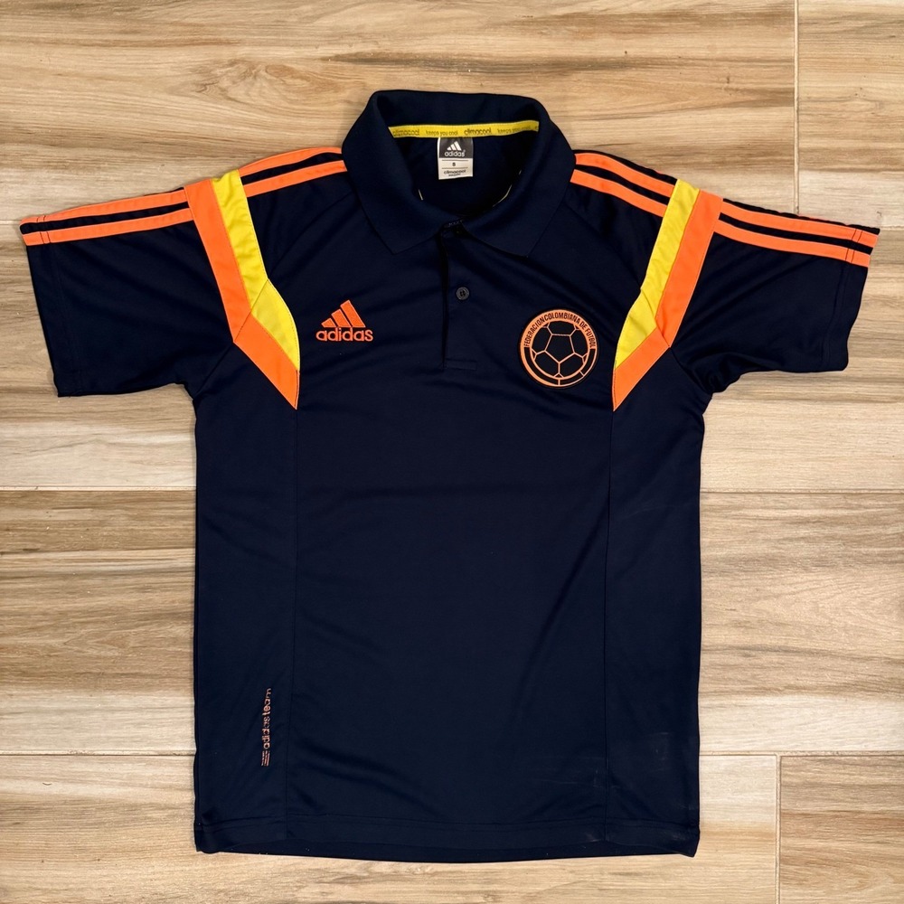 Adidas Colombia Soccer Polo Shirt Mens Small Navy Blue FCF Climacool X27987